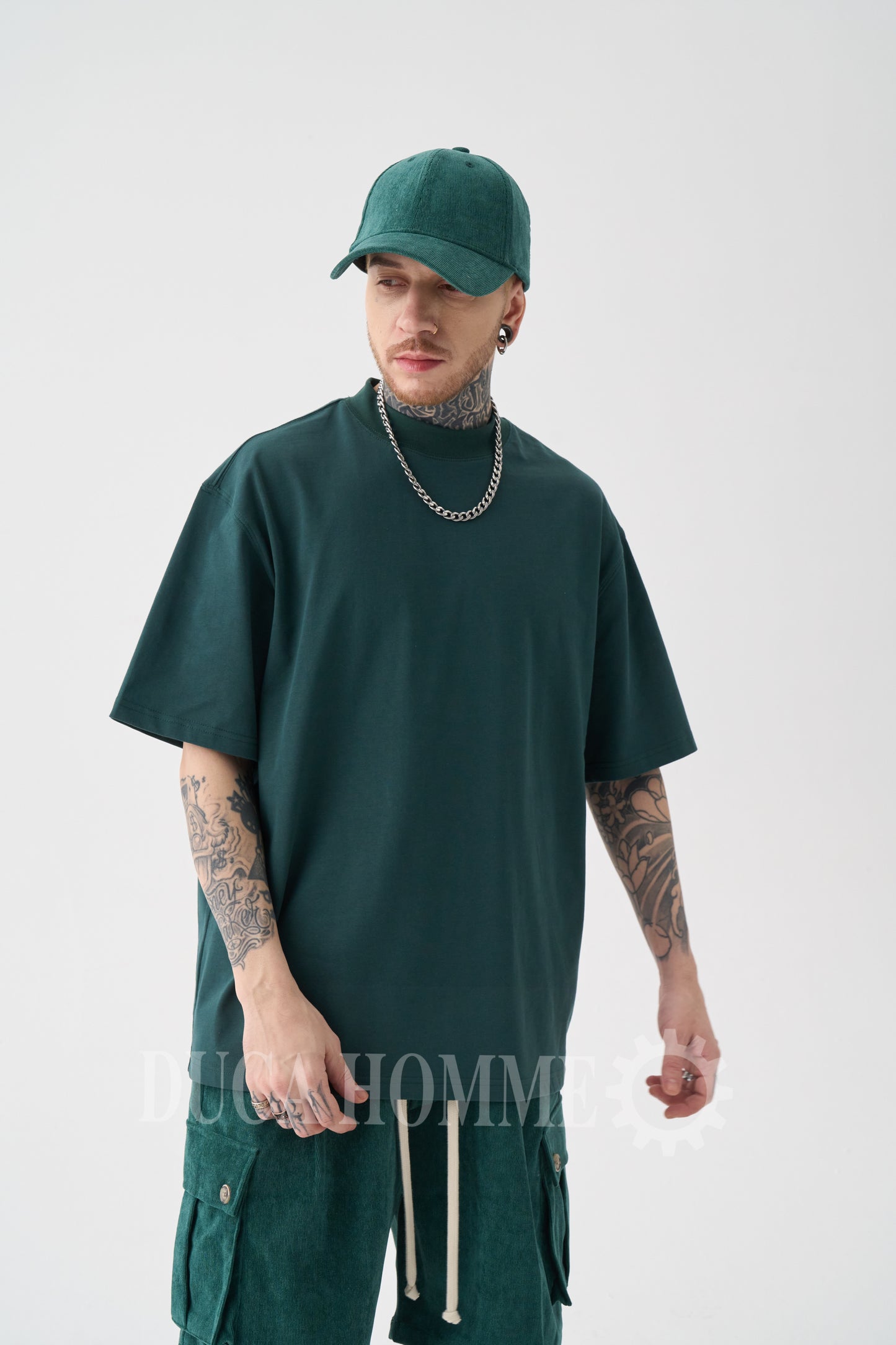 T-Shirt Oversize collo alto Verde Gucci