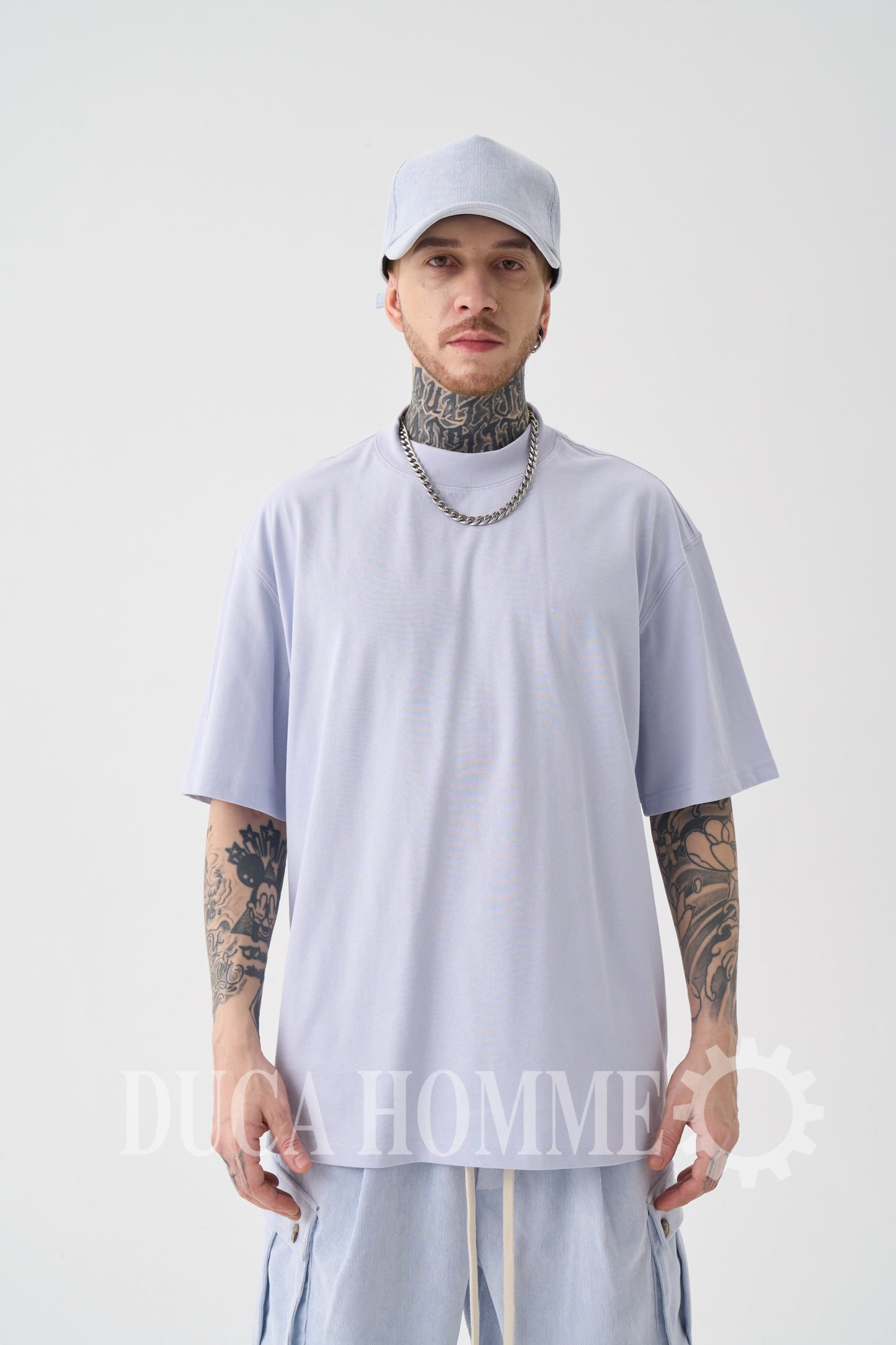 T-Shirt Oversize collo alto Ghiaccio