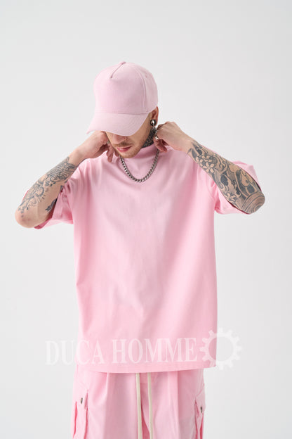 T-Shirt Oversize collo alto Rosa