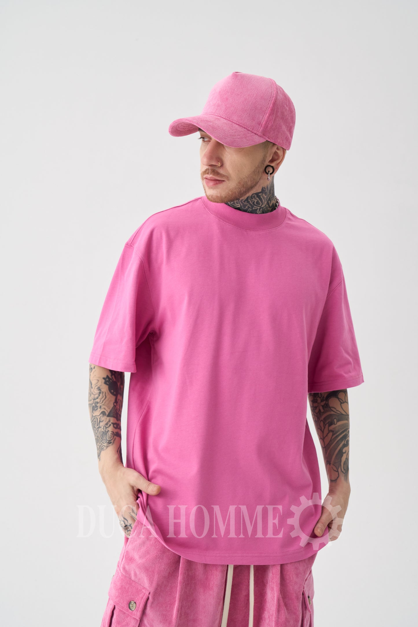 T-Shirt Oversize collo alto Fucsia