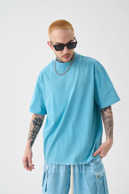 T-Shirt Oversize collo alto Azzurra