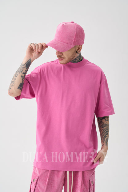 T-Shirt Oversize collo alto Fucsia