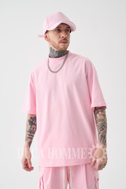 T-Shirt Oversize collo alto Rosa