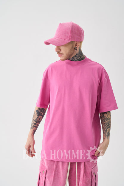 T-Shirt Oversize collo alto Fucsia