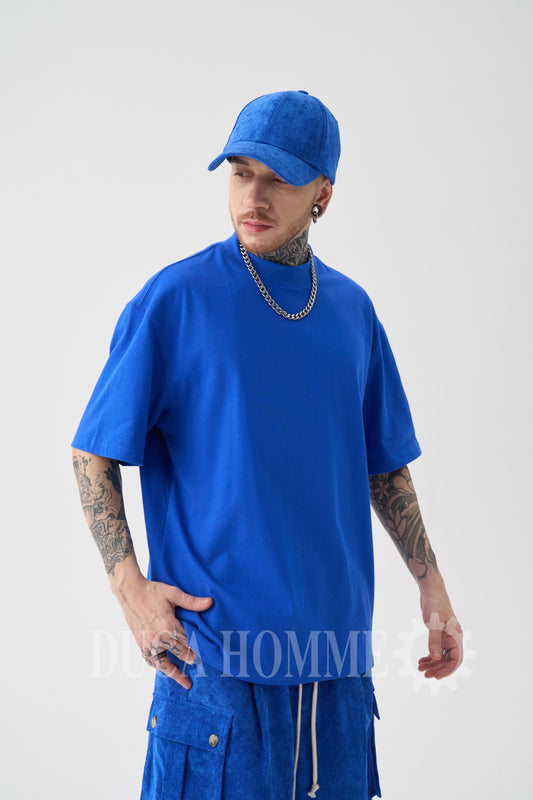 T-Shirt Oversize collo alto Blu Royal