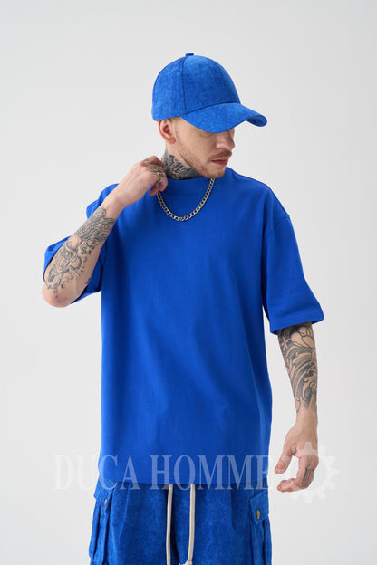 T-Shirt Oversize collo alto Blu Royal