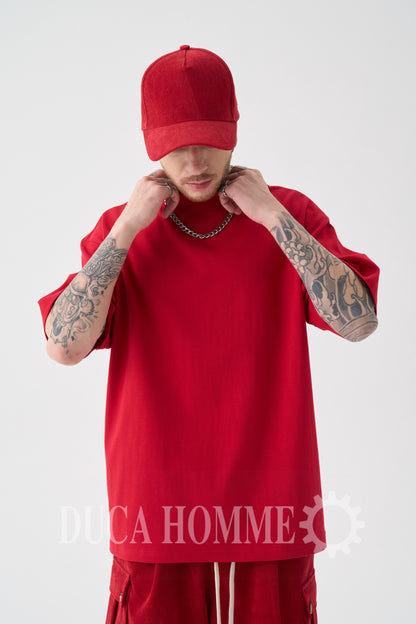 T-Shirt Oversize collo alto Rossa