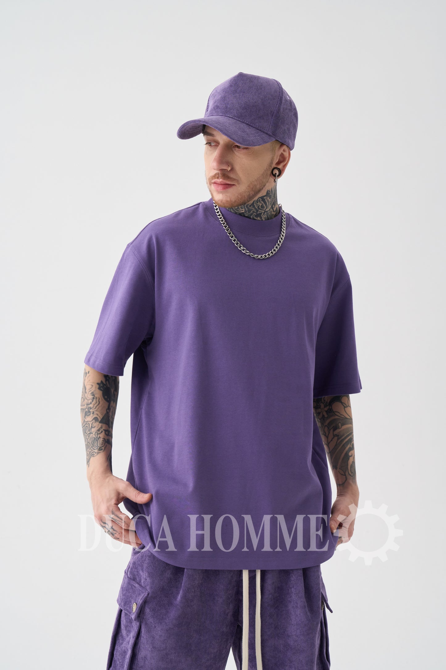 T-Shirt Oversize collo alto Viola