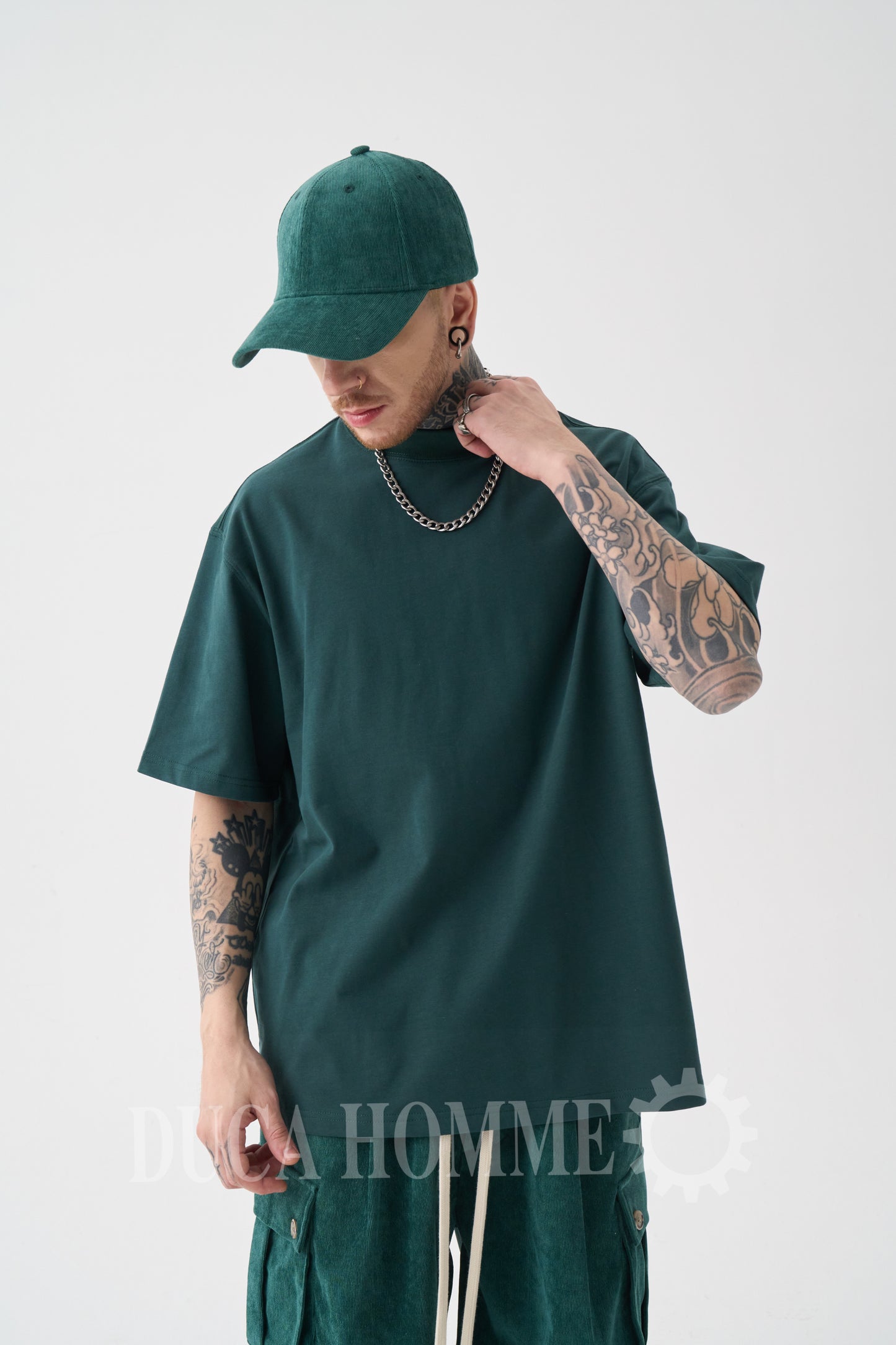 T-Shirt Oversize collo alto Verde Gucci