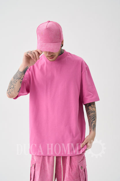 T-Shirt Oversize collo alto Fucsia