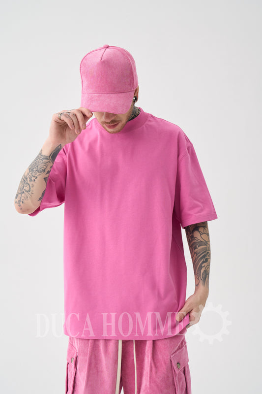 T-Shirt Oversize collo alto Fucsia